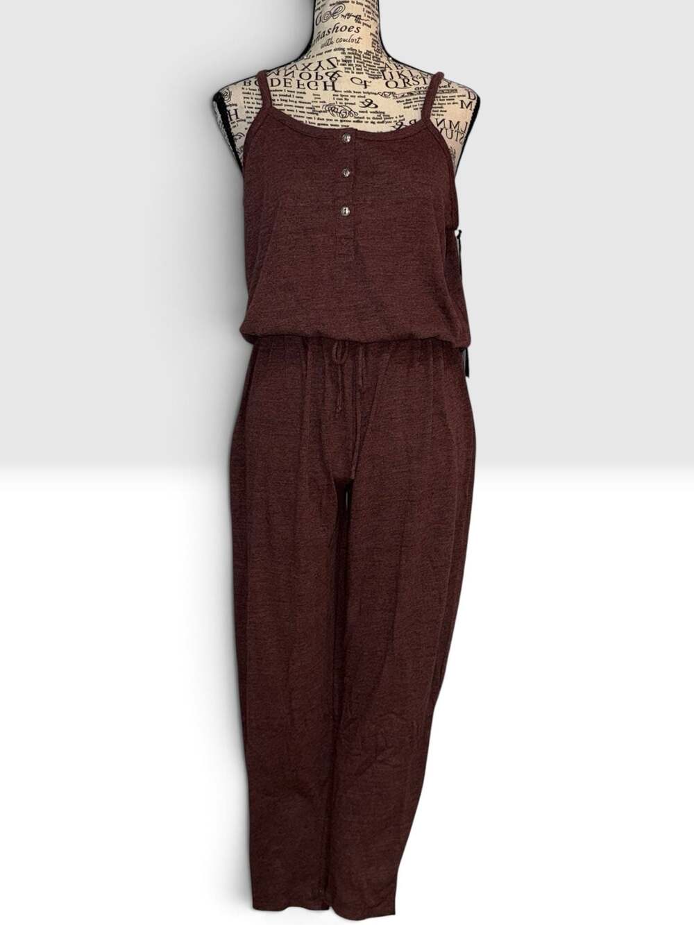 Chaser Dark Ruby Henley Jumpsuit Women’s M Burgundy NWT